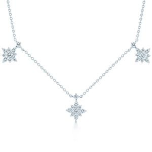 Designer KWIAT Triple STAR Diamond Pendants 18K White Gold Chain Necklace 1.52CT